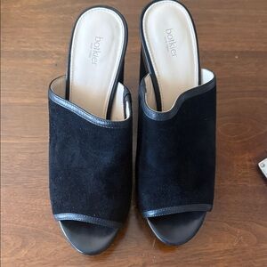 Botkier PIPPA Black Suede Open-Toe Mules Size 9